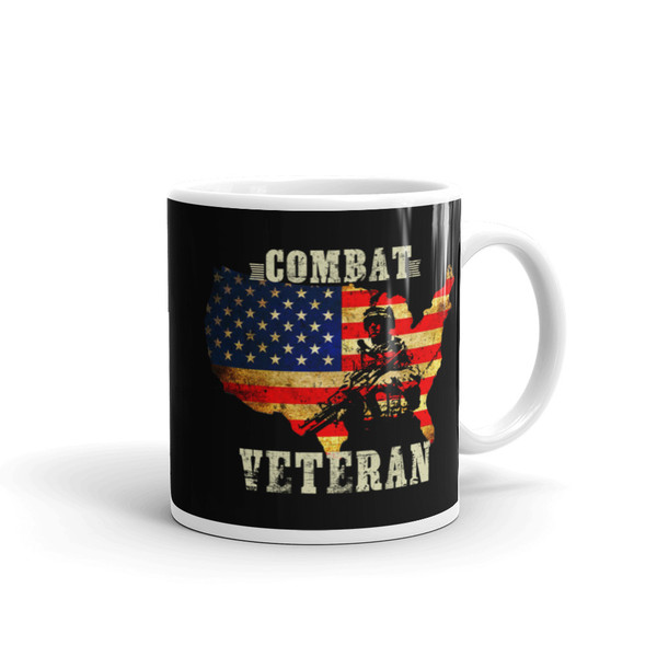 USA Combat Veteran White glossy mug