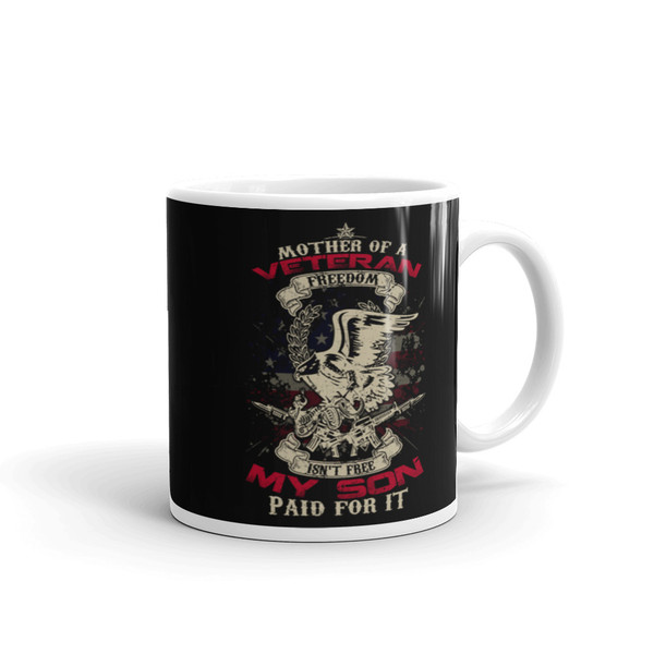 Mother of a Veteran White glossy mug