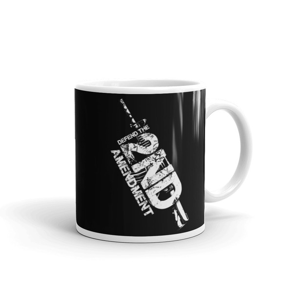 Defend the Second Amendment (Text w/ Rifle) White glossy mug