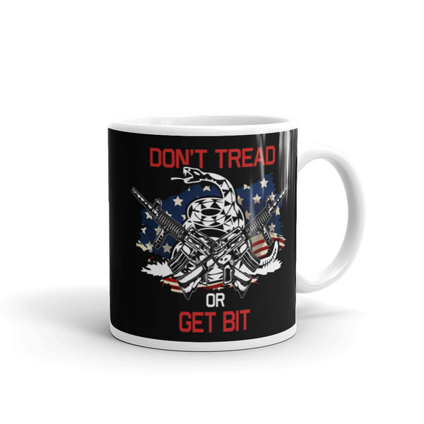 Don't Tread of Get Bit White glossy mug