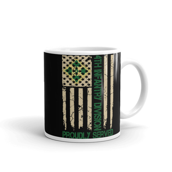 4th Infantry Division (Proudly Served) White glossy mug