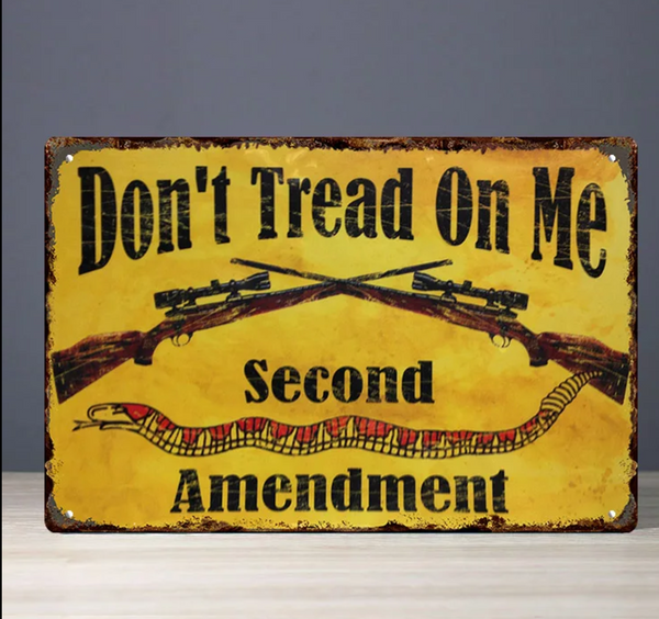 Don't Tread On Me (Crossed Rifles) Metal Wall Sign (8x12)