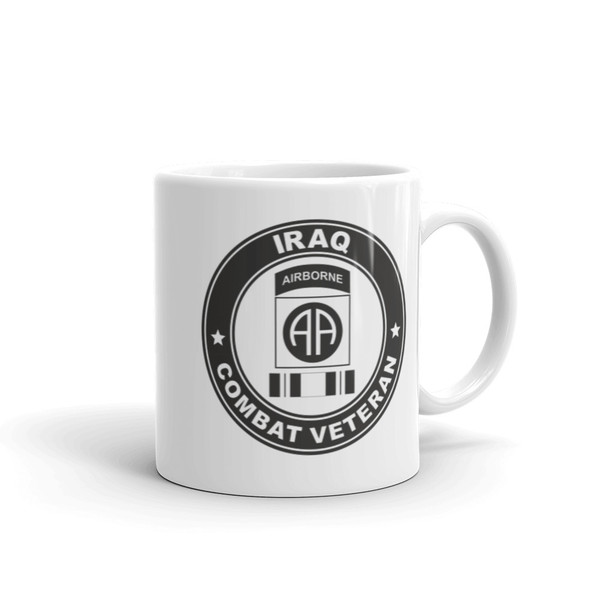 82nd Airborne Iraq Combat Veteran White glossy mug