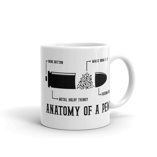 Anatomy of a Pew White glossy mug
