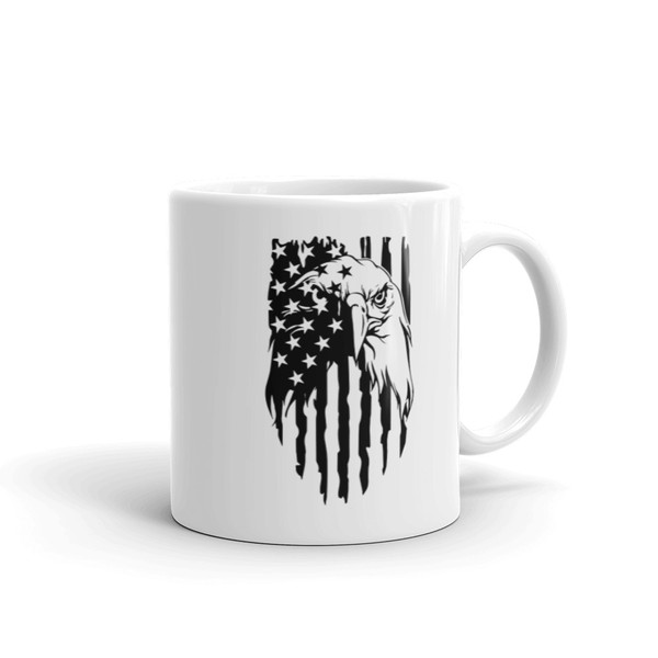 Bald Eagle Flag White glossy mug