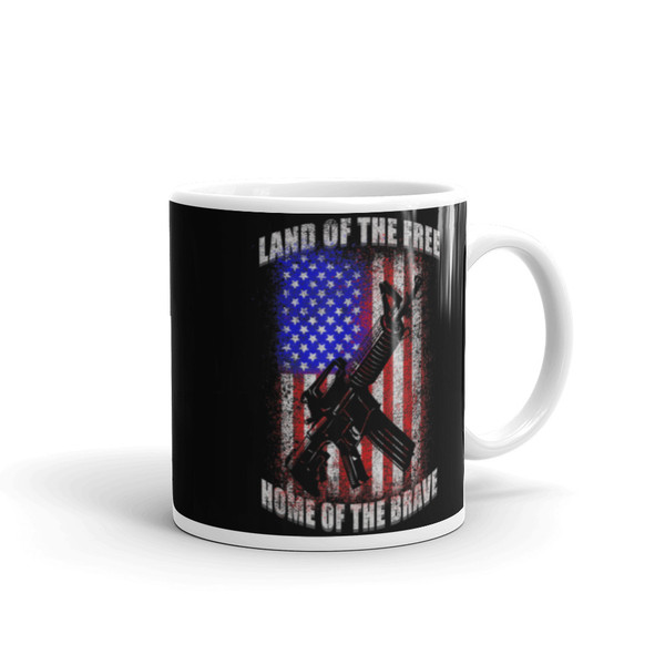 Land of the Free Hone of the Brave (AR15) White glossy mug