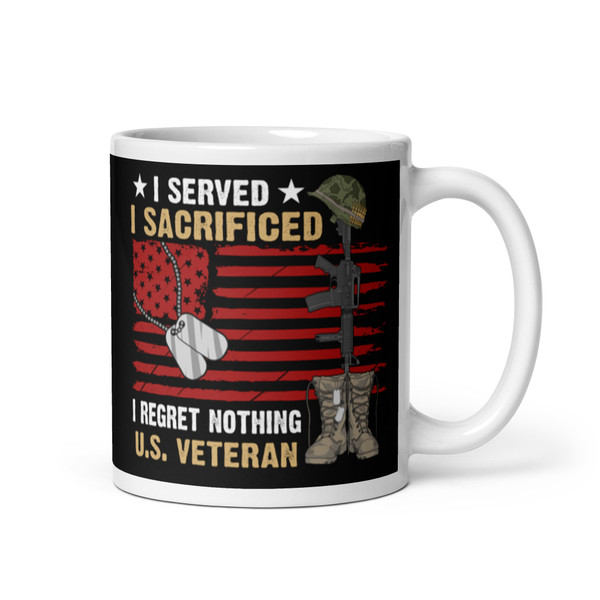 Served, Sacrificed (Regret Nothing) White glossy mug