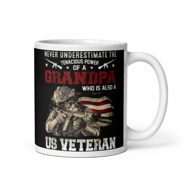 Grandpa US Veteran White glossy mug