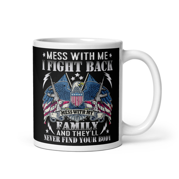 I Fight Back (Option 2) White glossy mug