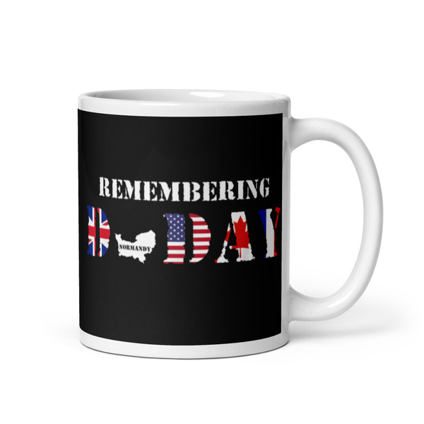 Remembering D Day White glossy mug (Option 2)