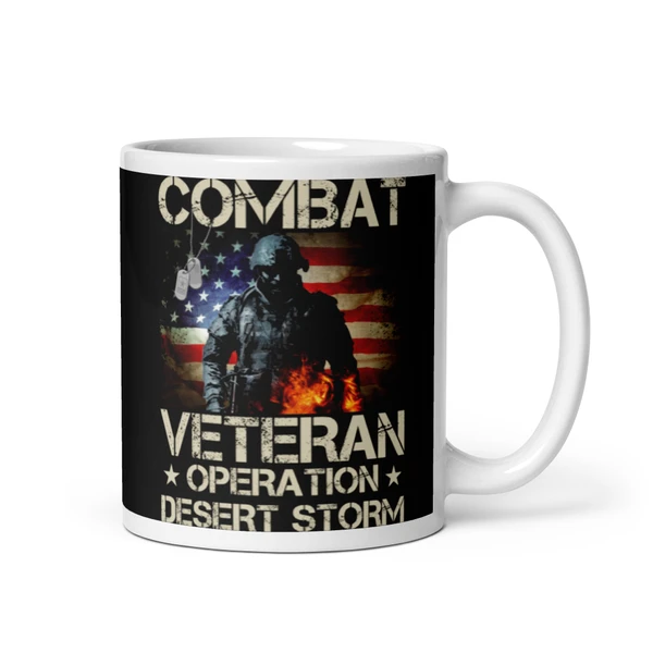 Combat Veteran (Operation Desert Storm) White glossy mug