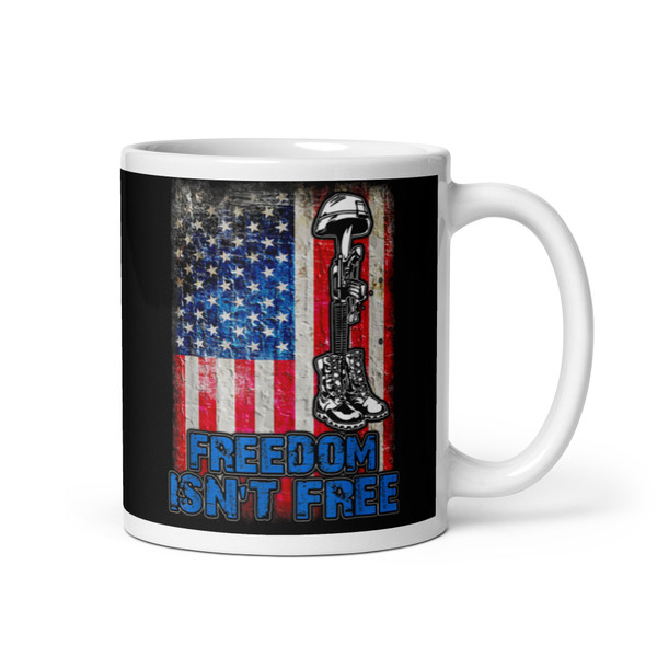 Freedom Isn't Free (Battlefield Cross) White glossy mug