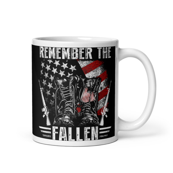Remember the Fallen (Boots) White glossy mug