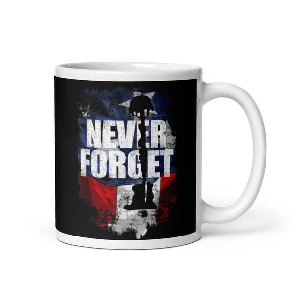 Never Forget (Battlefield Cross) White glossy mug