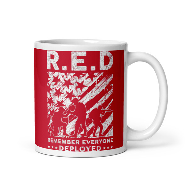 R.E.D. White glossy mug