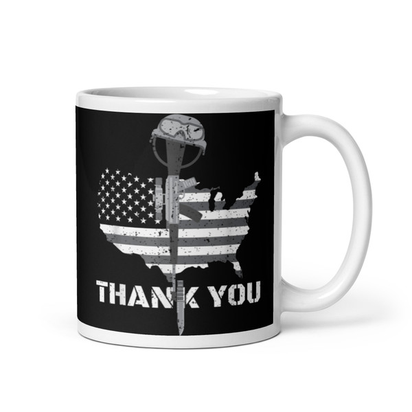 Thank You Battlefield Cross White glossy mug