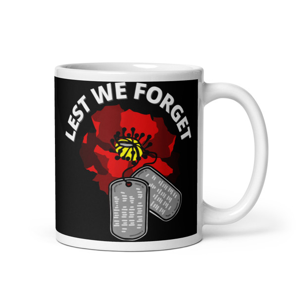 Lest We Forget White glossy mug