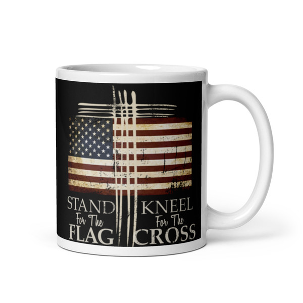 Stand for the Flag (Kneel for the Cross) White glossy mug (Option 2)