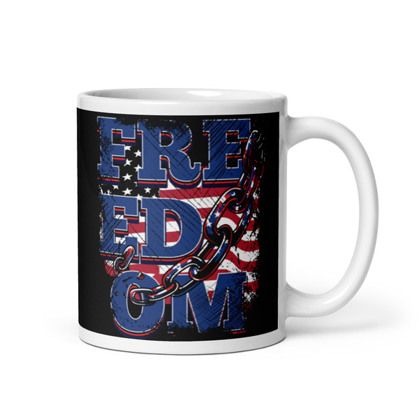 Freedom Chains White glossy mug