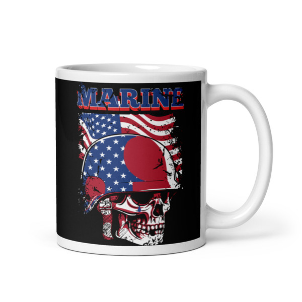 Marine (Skull with Helmet) White glossy mug