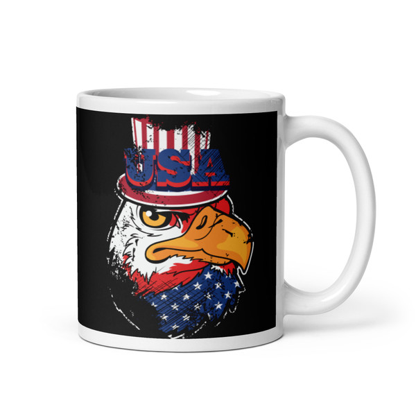 USA Eagle Drawing White glossy mug