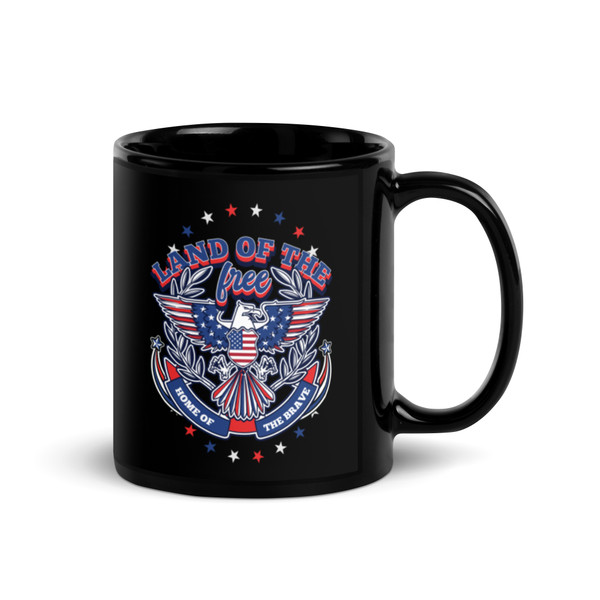 Land of the Free (Eagle Seal) Black Glossy Mug