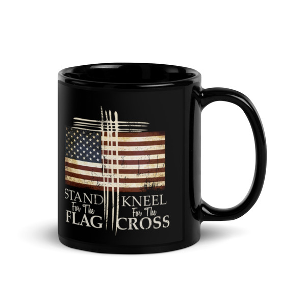 Stand for the Flag (Kneel for the Cross) Black Glossy Mug