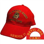 US MARINE CORPS "DEVIL DOG" Red Baseball Cap