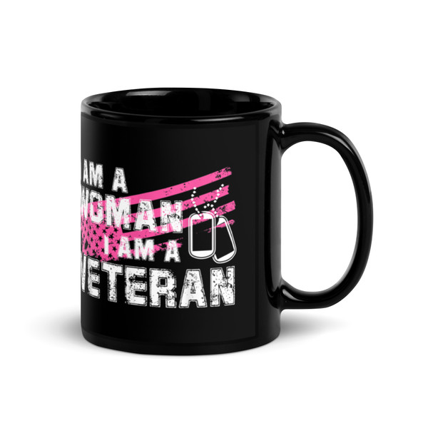 I am a Woman Veteran Black Glossy Mug