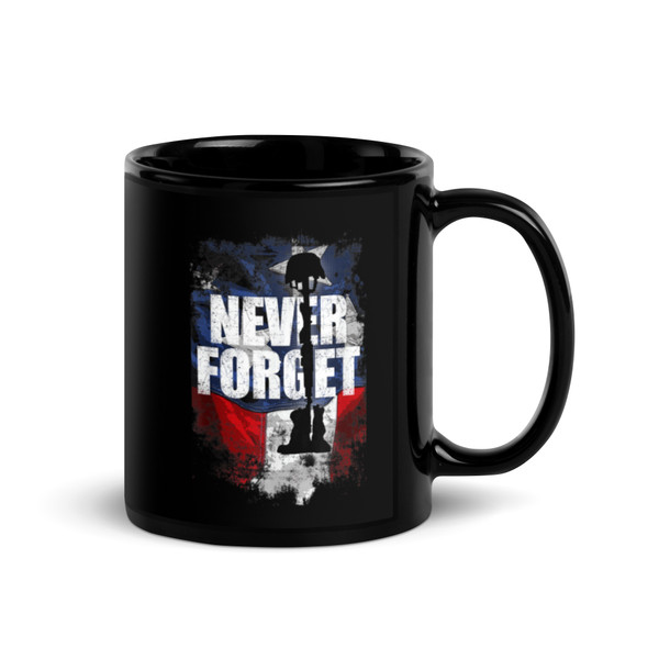Never Forget Black Glossy Mug
