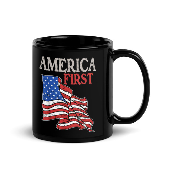 America First Black Glossy Mug