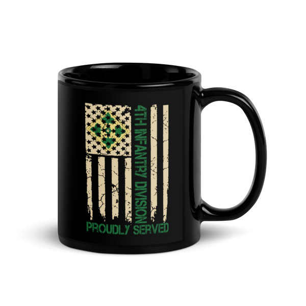 4th Infantry Division (Proudly Served) Black Glossy Mug