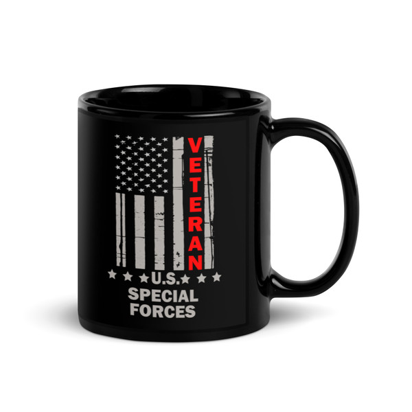 U.S. Special Forces Veteran Black Glossy Mug