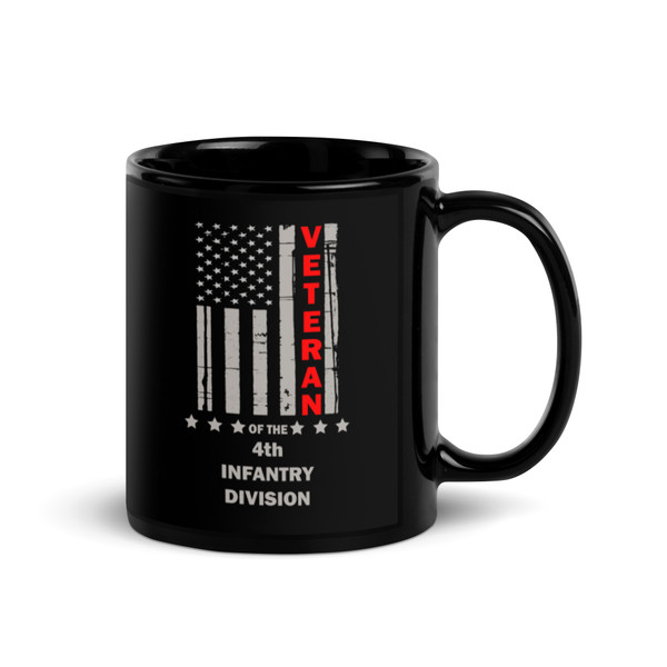 Veteran of the 4th Infantry Division Black Glossy Mug