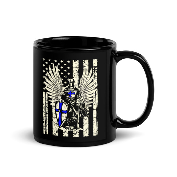 Saint Michael Black Glossy Mug