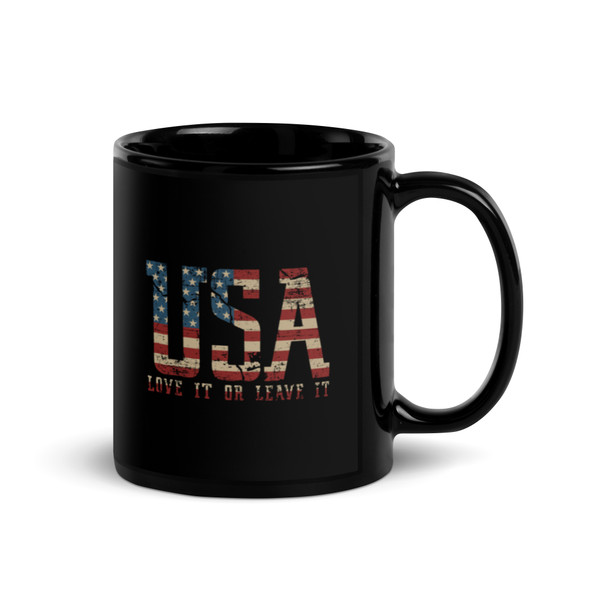 USA Love it or Leave it Black Glossy Mug