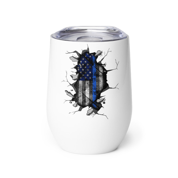 Blue Line Flag Inside (Police) Wine tumbler