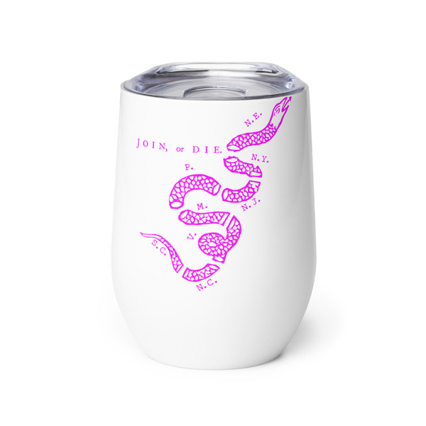 Join or Die Pink Snake Wine tumbler