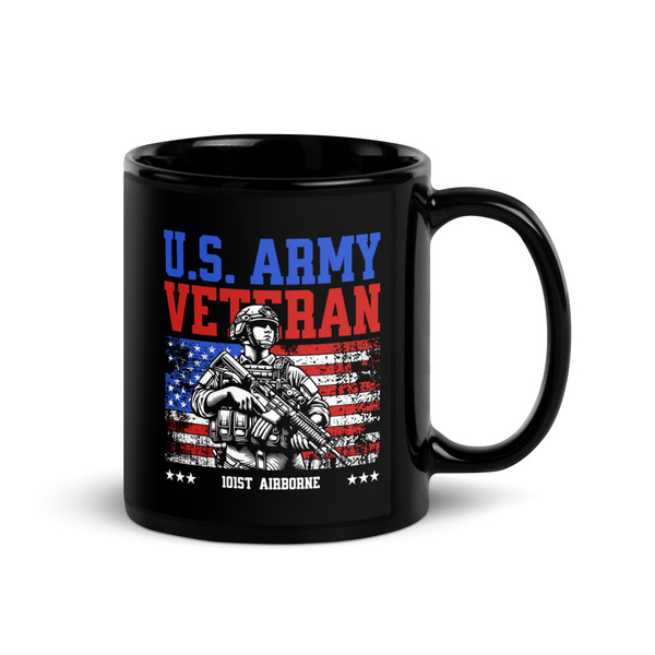U.S. Army Veteran (101st Airborne) Black Glossy Mug