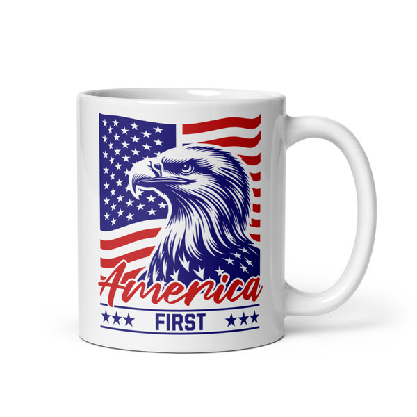 America First (Bald Eagle) White glossy mug