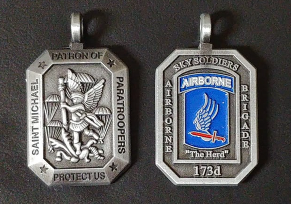 Saint Michael Patron of Paratroopers Medal- 173D AIRBORNE BDE with Wings