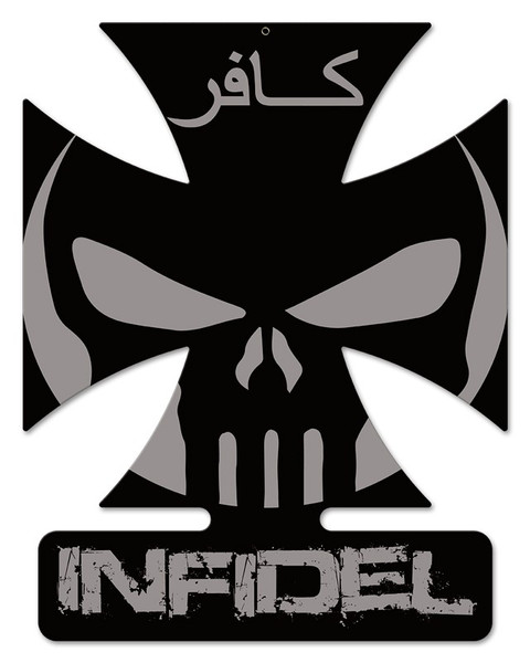 Infidel IV Iron Cross Metal Wall Sign (14X18)