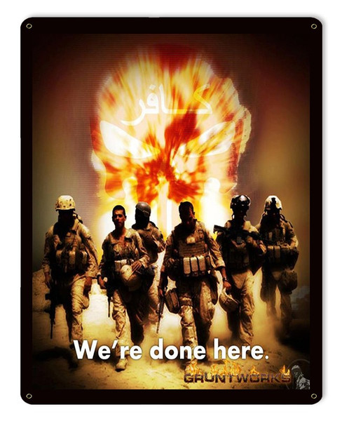 We're Done Here Metal Wall Sign (15X12)