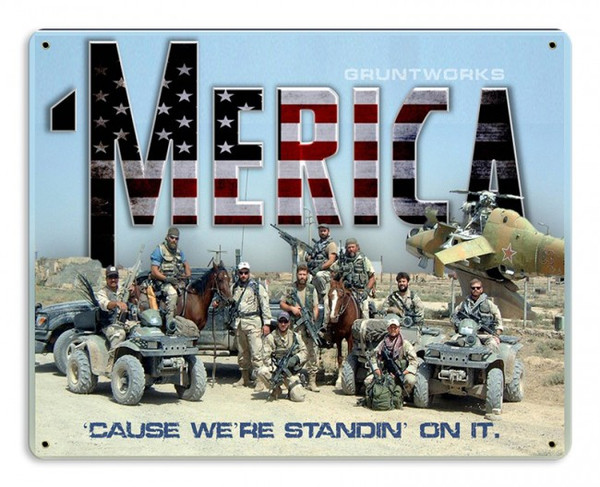 'Merica Metal Wall Sign (12X15)
