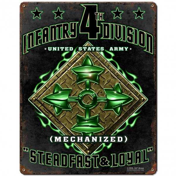 4th ID Steadfast and Loyal Metal Wall Sign (12X15)