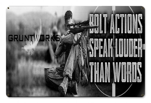 Bolt Actions Metal Wall Sign (18X12)