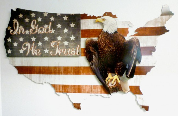 3-D IN GOD WE TRUST USA Metal Wall Sign (25X16)