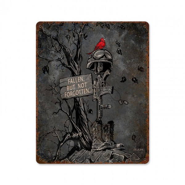 FALLEN NOT FORGOTTEN Metal Wall Sign (12X15)