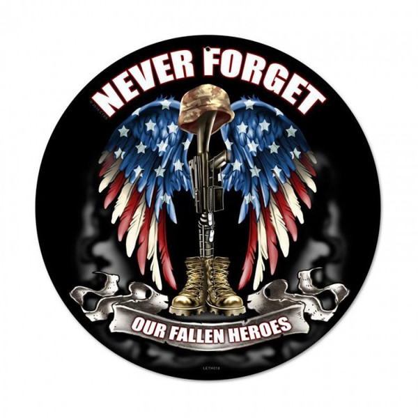 NEVER FORGET Metal Wall Sign (14X14)