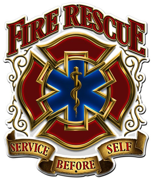 FIRE RESCUE SERVICE Metal Wall Sign (14X16)